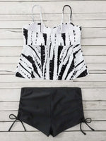 High Waist Push Up Swimwear Women 2023 New Two Piece Swimsuit with Shorts Shell Tankini Set Female Swim Bathing Suit Trunks XL