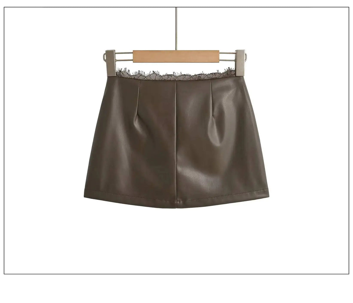 Lace Splicing Sexy Spicy Girl PU Leather Skirt Female Autumn Short Skirt Fashion Sexy Skirts Mini Sweet Fashion Women TT2P