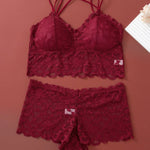 Women Lace Bra Set Bralette Low Rise Panties Nonwire Padded Bra Solid Color Underwear Set Female Sexy Lingerie Comfort Intimates