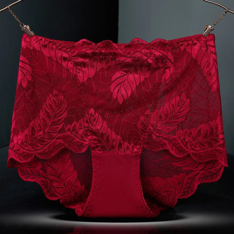 L-4XL Plus Size Women High Waist Panties Sexy Hollow Lace Flowers Embroidery Panty Lingerie Summer Breathable Butt Lifter Briefs