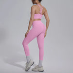 Women's Yoga Set Sports Fitness Running Beautiful Back Slim Fit Bra Hip-lifting High Waist Pants Workout Training Gym Suits