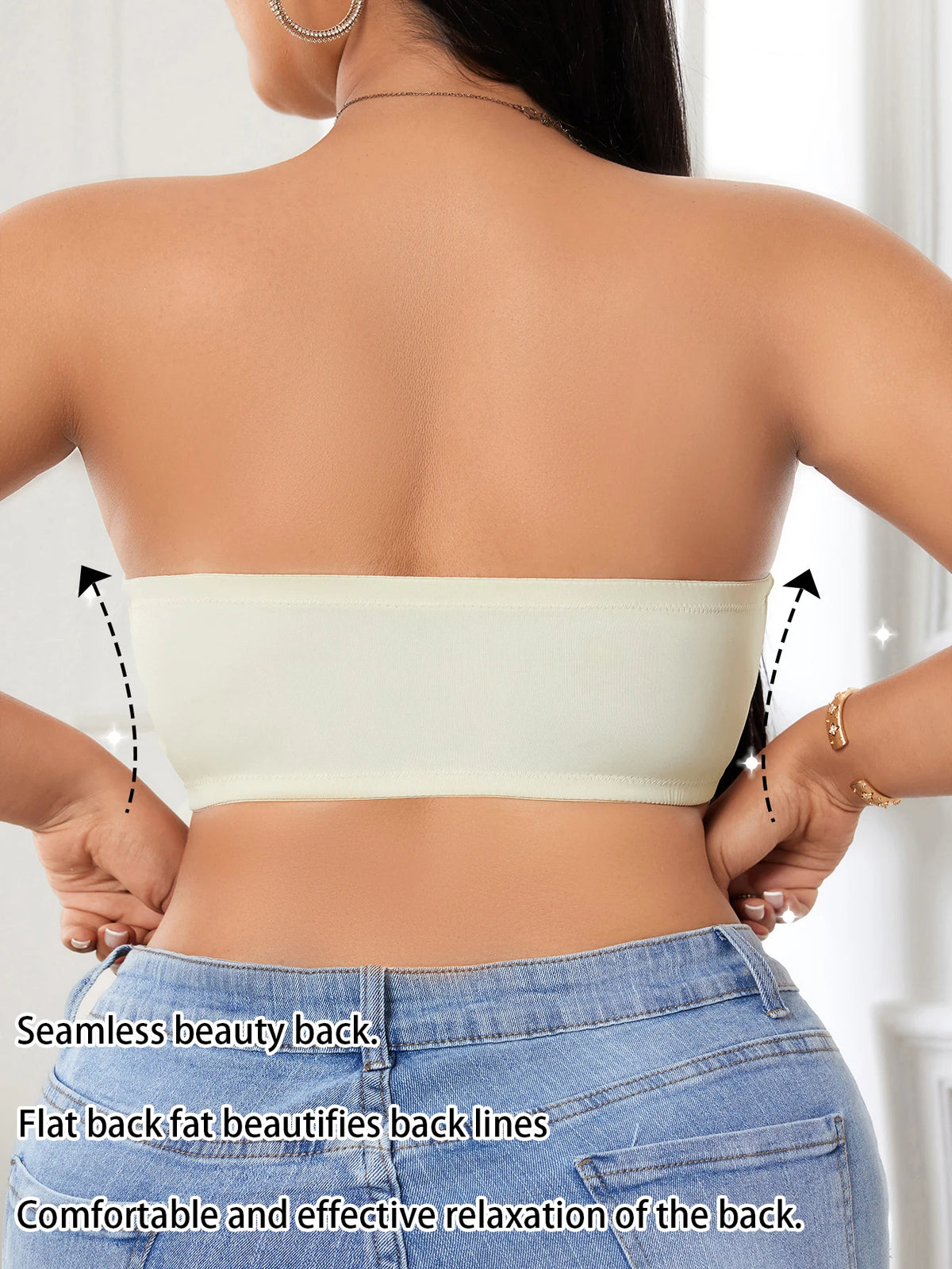 Lace Strapless Women's Bra Bandeau Unpadded Front Closure Push Up Bralette Non-Slip Lingerie