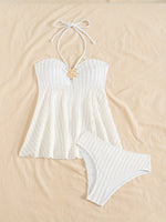 Summer Two Pieces Swimsuits Woman White Swimwear Female Tankini Sets Beach Wear Bandeau Bathing Suit Sports Women Swimming Suit