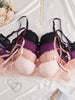 4Pcs Daily Plus Size Floral Lace Women's Underwear Set Thin Cup Push up Bra Wide Strap Underwire Side Support Women Lingerie Bra