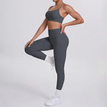 Women's Seamless Yoga Set Cross Back Sports Bra & High Waist Booty Lifting Yoga Leggings Gym Running Fitness Workout Outfit