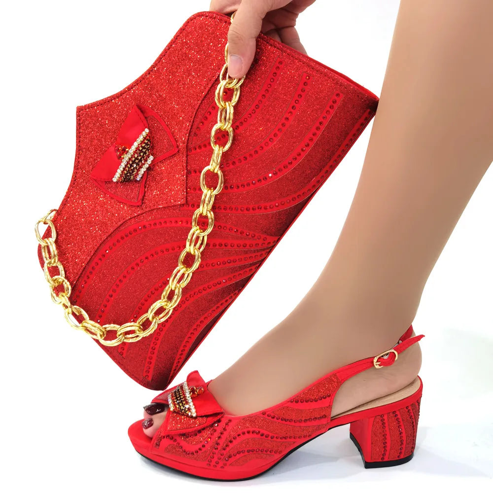 Doershow African fashion Italian Shoes And Bag Sets For Evening Party With Stones blue Italian Handbags Match Bags! HGR1-11
