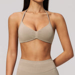 Women's Seamless Halter Yoga Bra Open Back Fitness Sport Underwear Shockproof Push-up Runnings Crop Top Female Workout Underwear