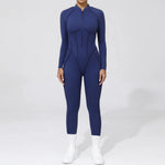 Padded Women Long Sleeve Sport Yoga Jumpsuit Workout Clothes for Women Sportwear Backless Zipper Fitness Gym Outfit