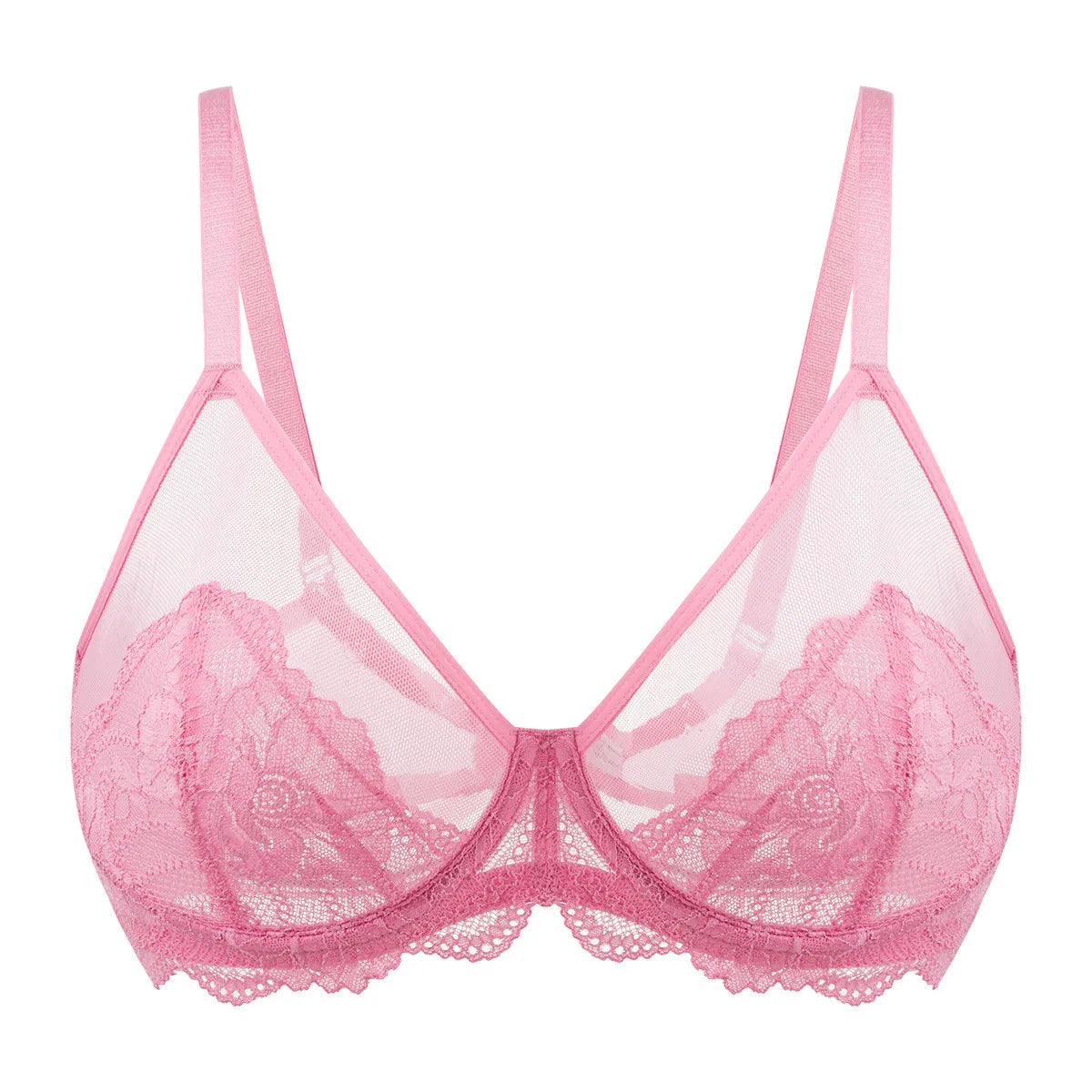 Women's Transparent Bra UltraLace Bra Full Coverage Push Up Plus Size Mermaid Scales Unlined Ultra-Thin Cup Underwear