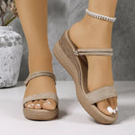 Double Strap Suede Flip Flop Sandals For Women Comfortable Slide Sandals Arch Support Walking Platform Vacation Wedge Sandals