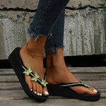 Luxury Crystal Butterfly Wedge Heel Flip Flops Women Fashion Clip Toe Thick Bottom Slippers Woman Summer Beach Non Slip Slides