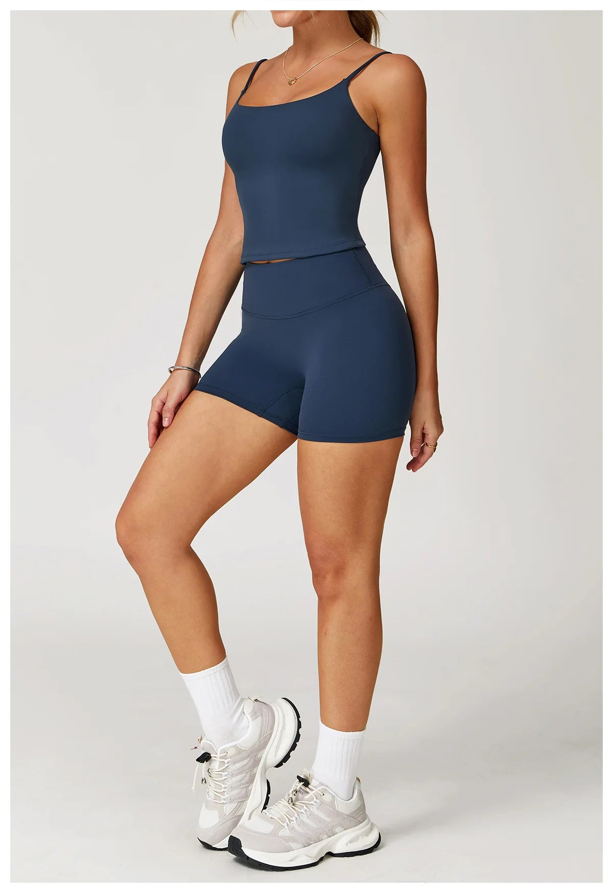 Yoga Shorts Set Women Sports Tank Top with Tight Fitting High Waist Pants Fitness Suit Summer Running Exercise Workout Clothes
