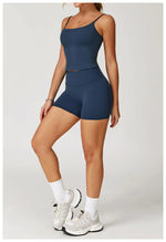 Yoga Shorts Set Women Sports Tank Top with Tight Fitting High Waist Pants Fitness Suit Summer Running Exercise Workout Clothes