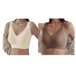 2Pcs/Set Seamless Bras For Women V-neck Non-wire Push Up Bra Comfort Shoulder Straps Padded Underwear M-4XL Intimates