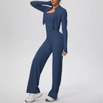 Yoga Set 3PCS Women Workout Sets Sportswear Gym Clothing Fitness zipper Long Sleeve High Waist Leggings Sports Suits Yoga Suit