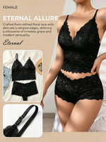Wirefree Lace Bra Panty Set Soft Seamless Bralette Breathable Floral Lace Comfortable Everyday pajamas Set C2677