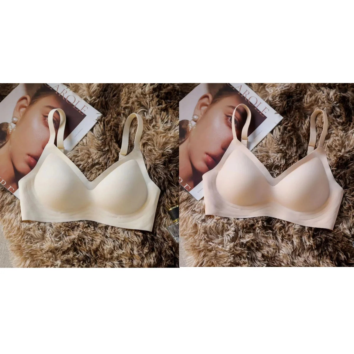 2Pcs/Set Women Seamless Bra Sexy Lingerie Support Non-wire Padded Bras Adjust Shoulder Straps Comfort Intimates S-XXL