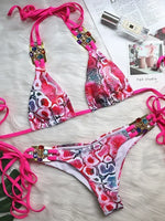 Halter Crystal Rhinestone Diamond Bikini 2026 Female Swimsuit Women Swimwear Two Pieces Bikini set Brazilian Bathing Suit Swim