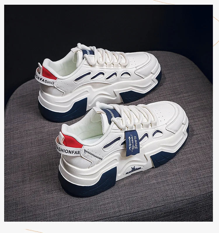 Women Platform Sneakers Autumn Trend Casual Flats Female Fashion Lace Up Thick Soled Comfortable Increase Vulcanized Shoes2024