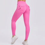 Women's Seamless Yoga Leggings Pants Sports Fitness Peach Hip-lifting Workwear Pocket Tight Trousers Workout Gym Leggings