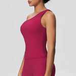 Women Seamless Cloud Feel One-Shoulder Waist-Cinching Yoga Vest Quick-Dry Slimming Sports Shaping Underwear Running Fitness Top