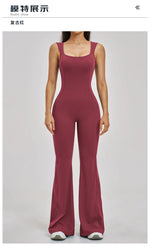 Slimming Yoga Jumpsuits Women Hollow Out Ruffles Backless Sportswear Fitness Back Hip-Lifting Leggings One-Piece Gym Bodysuits