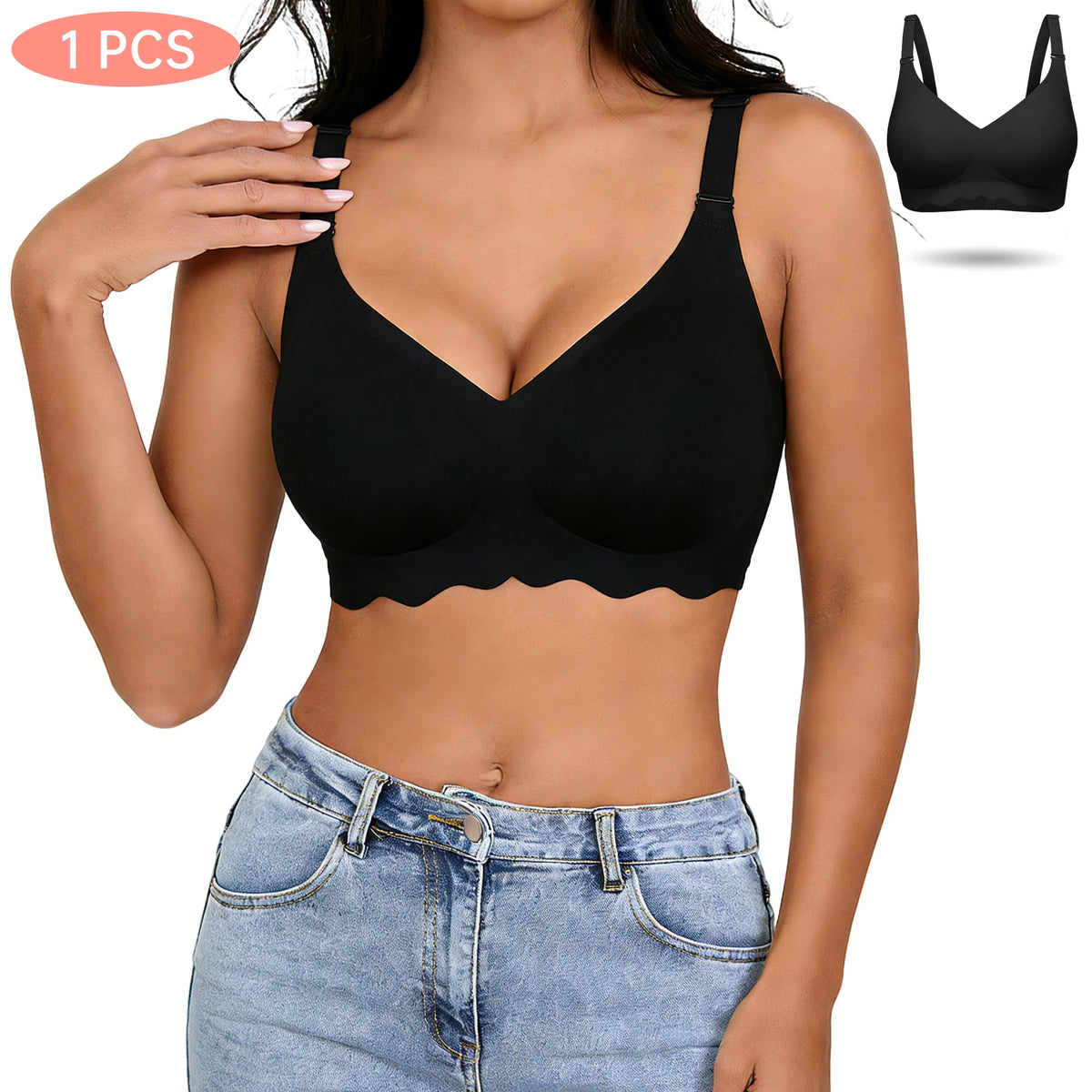 Women's Bra | V-Neck Enhances Neck Line, 3D Soft Air Support Comfort, Breathable Quick Rebound Fabric, U-Back Seamless Bralette