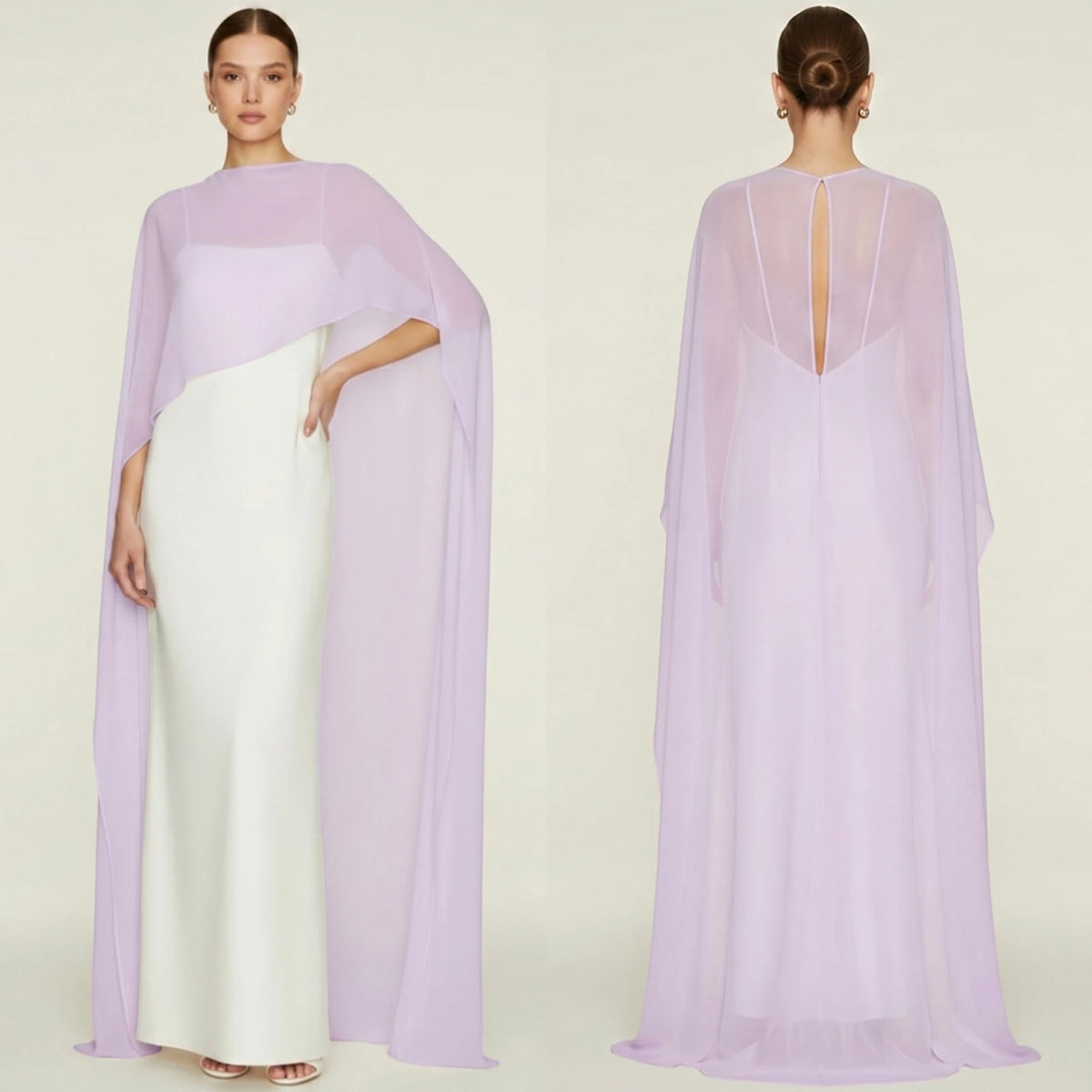 Women's Sheer Chiffon Cape Bat Sleeve Floor Length Shawl Elegant Cover Up Tops Party Evening Cape Blouse f