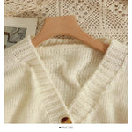 New Autumn Colourful Applique Flower Cardigan for Women Cute LongV-neck Knit Crop Sweater Girl Soft Knitwear