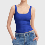 Square Neck Camisoles For Women Chiffon Solid Sleeveless Tight Elastic Bodysuit Slimming Top Sexy Women Blouses Ropa De Mujer