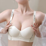 Women Push-Up Bra Seamless Underwear Letter Straps Cute Heart Print Non-wired No Rims 3/4 Cup