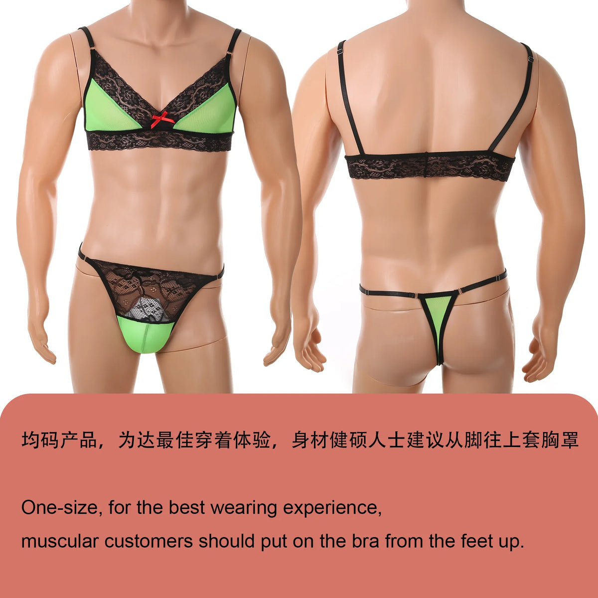 European and American men's sexy lace bra and panties temptation suit transvestite suit