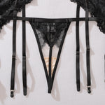 Lace see-through body shaping sexy three-point bra split three-piece set