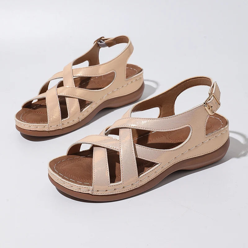 Rome Style Cross Strap Wedges Sandals Women Summer Lightweight Platform Sandles Woman Plus Size 43 Peep Toe Gladiator Sandals