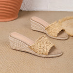 EUR Size 45 Leisure Espadrille Wedge Sandals Women Cherry Summer High Heels Shoes Beach Vacation Platform Ankle Strap Sandals
