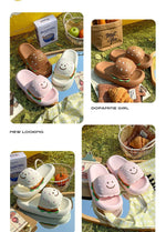 CartoonCutesy3D Sesame Burger Slippers for Women, Summer Outdoor & Home Wear, Anti-Slip Thick Soles, Flat Back Slides,Flip Flops