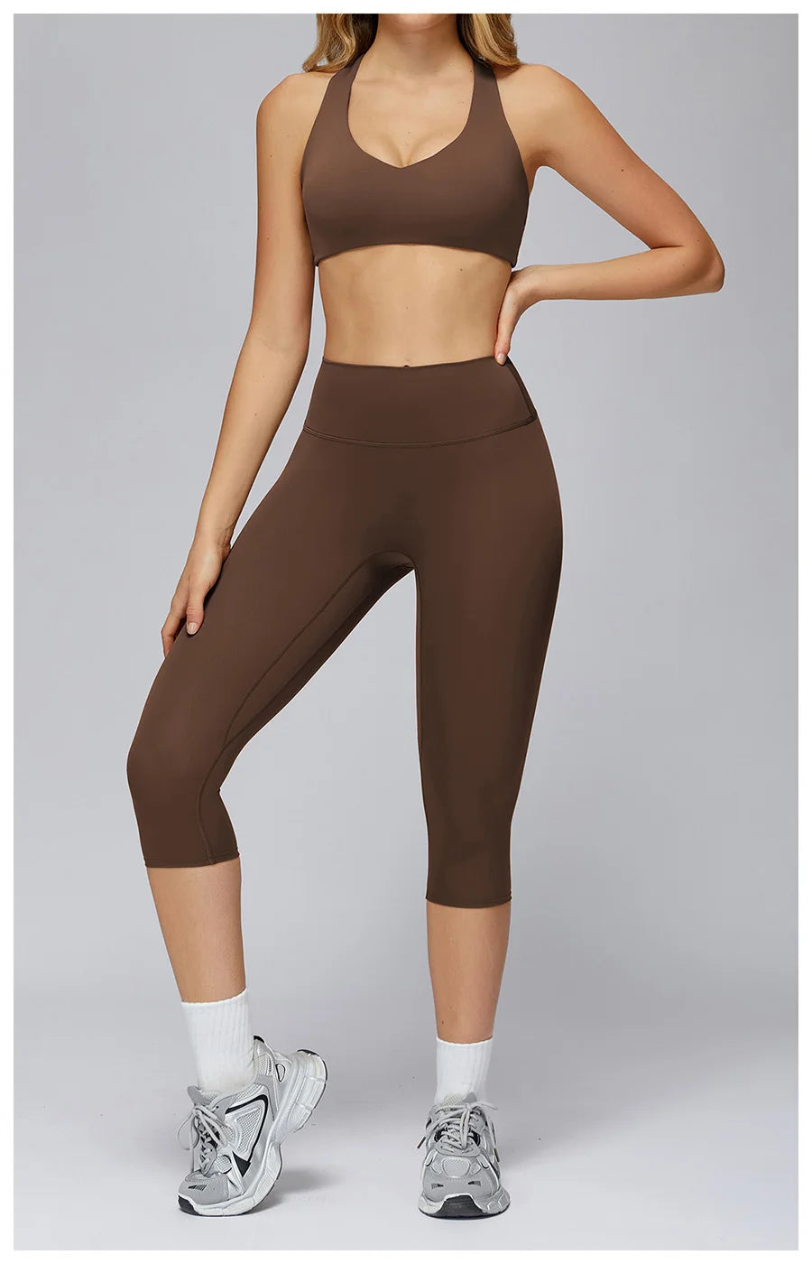 New yoga set 2 pieces gym set Women Long Sleeve Sports Shirts Sports Bra Leggings Suit Fitness Running Workout Suits Tracksuit
