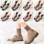 Summer Mesh Hosiery Sock Fashion Lace Short Socks Japanese Style Crystal Glass Socks for Women Sexy Middle Tube Socks