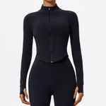 Hearuisavy Summer Ultra-Soft Fabrics Tight Sports Jackets Women Zipper Gym Yoga Clothes Female Quick-Dry Long Sleeve Sportswear