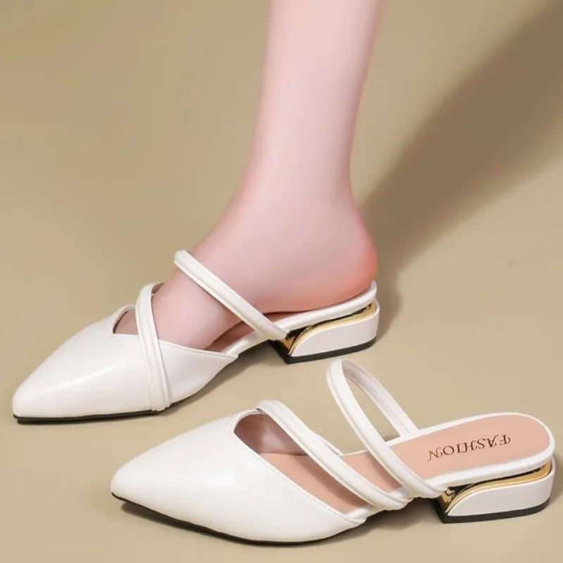 Toe Narrow BandSlippers Women Fashion Shallow Sandal Elegant Summer Footwear Woman