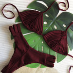 New Bandage Stripes Brazilian Bikini Swimwear Women's Swimsuit Two Piece Set Female Sexy Lace up Mujer Beachwear Summer