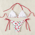 Sexy women cute cherry print halter string micro bikini sets two pieces swimsuit Swimwear bathing suit beach outfits biquini