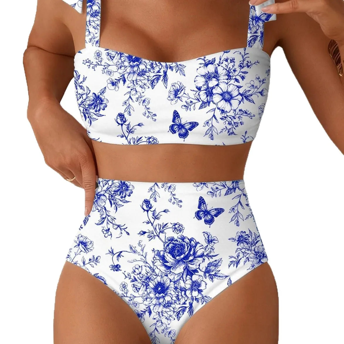 Striped Bikini Women Sexy High Waist Split Swimsuit Lace Up Bikini Set Summer Two-piece Beachwear Bathing Suit Thong Biquinis