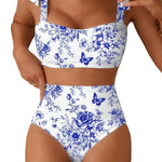 Striped Bikini Women Sexy High Waist Split Swimsuit Lace Up Bikini Set Summer Two-piece Beachwear Bathing Suit Thong Biquinis