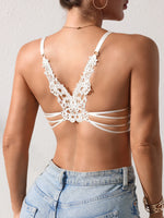 Women's Lace Butterfly Back Beauty Push up Sexy Bras Modern Trend Solid Color Front Buckle Bra for Woman