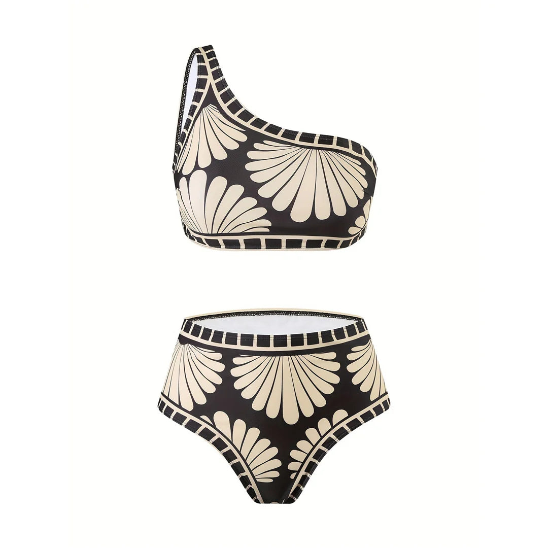 S - XXL Printed Sarong Female Swimsuit High Waist Bikini Women Swimwear Three-pieces Bikini set Bather Bathing Suit Swim V8212