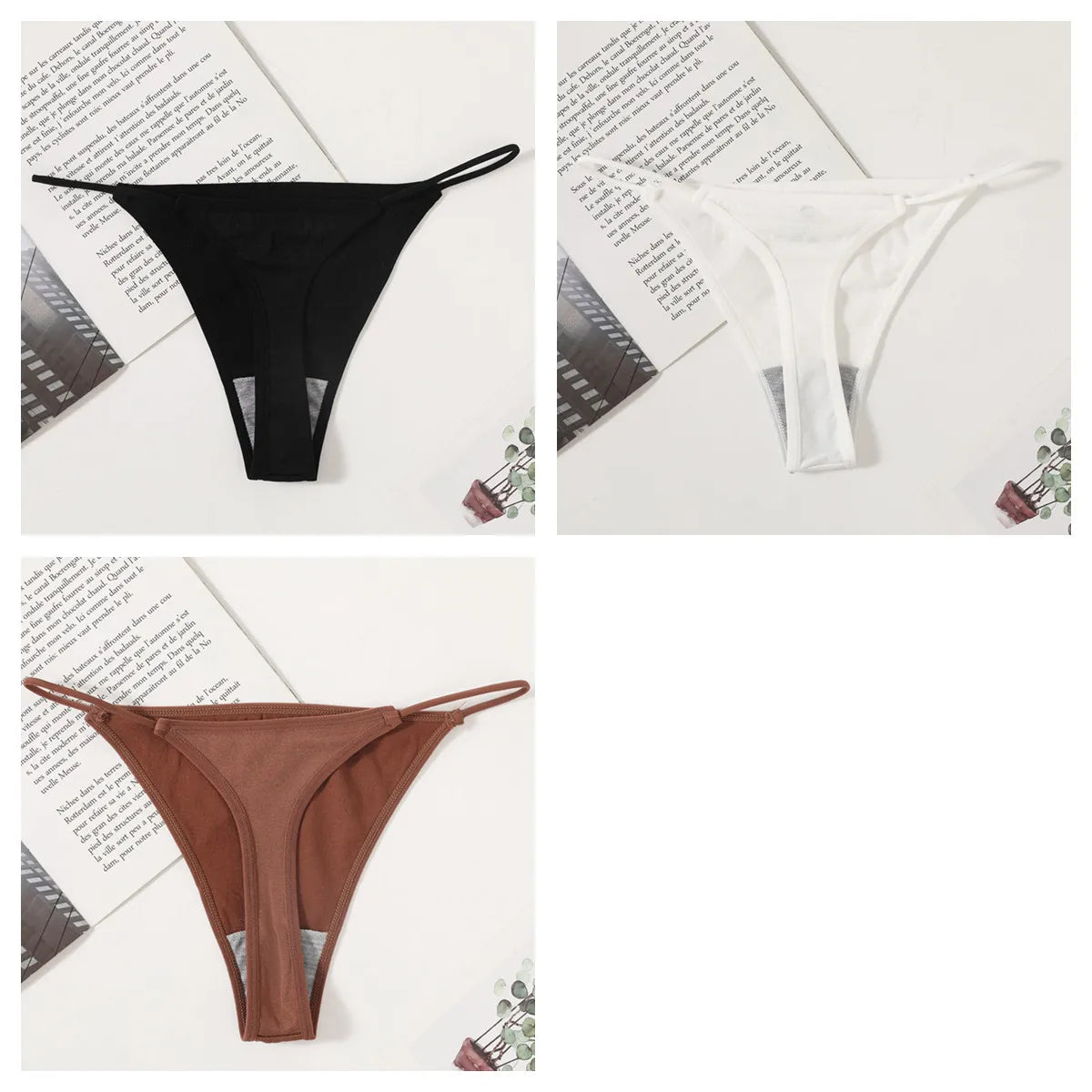 3Pcs/Set Women Panties G-String Seamless Underwear Low Rise Thongs Sexy Lingerie Female Thong G-String High Cut Panties