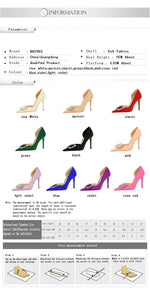 BIGTREE Pumps Elegant Pointed Crystal Buckle Slim High Heel Single Shoes Women Silk Spring/Summer High Heel Pumps Wedding Dress