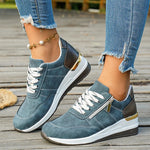 Plus Size 44 Platform Casual Sneakers for Women Lace Up Anti Slip Thick Sole Sport Shoes Woman 2026 Spring Zipper Walking Shoes