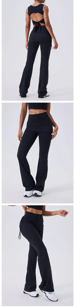 Flare Leggings Women Yoga Pants Bell-bottoms Yoga Trousers High Waist Fitness Pants Stretch Gym Wide Leg Yoga Leggings